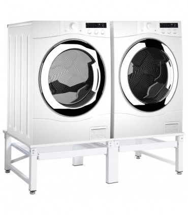 Washing and Drying Machine Pedestal with Pull-out Shelves White