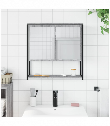 vidaXL Bathroom Mirror Cabinet Grey Sonoma 60x16x60 cm Engineered Wood