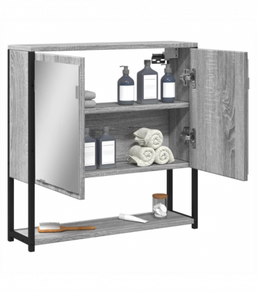 vidaXL Bathroom Mirror Cabinet Grey Sonoma 60x16x60 cm Engineered Wood