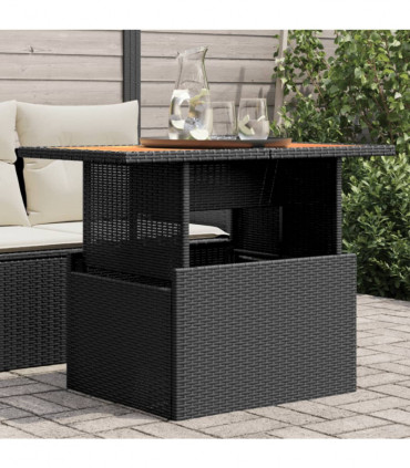 vidaXL Garden Table Black 100x55x73 cm Poly Rattan and Acacia Wood