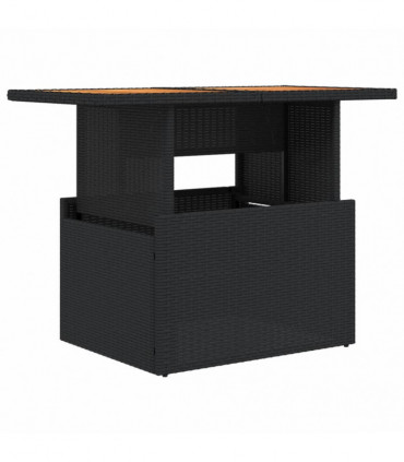 vidaXL Garden Table Black 100x55x73 cm Poly Rattan and Acacia Wood