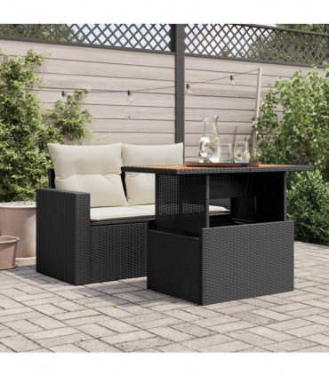 vidaXL Garden Table Black 100x55x73 cm Poly Rattan and Acacia Wood