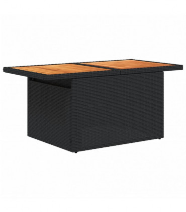vidaXL Garden Table Black 100x55x73 cm Poly Rattan and Acacia Wood