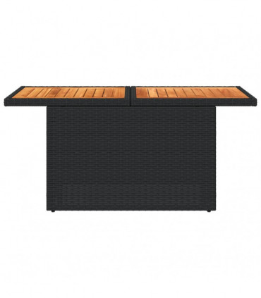 vidaXL Garden Table Black 100x55x73 cm Poly Rattan and Acacia Wood