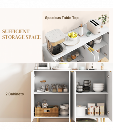 HOMCOM Sideboard Buffet Cabinet with Adjustable Shelves, White