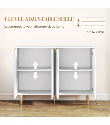 HOMCOM Sideboard Buffet Cabinet with Adjustable Shelves, White