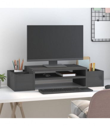 Monitor Stand Grey 70x27.5x15 cm Solid Wood Pine