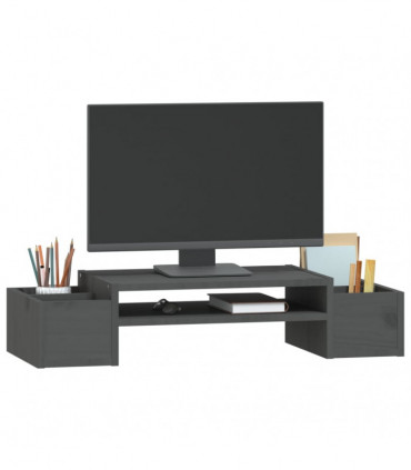 Monitor Stand Grey 70x27.5x15 cm Solid Wood Pine
