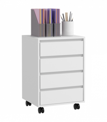Versatile White Mobile Filing Cabinet with Lockable Wheels & Four Drawers