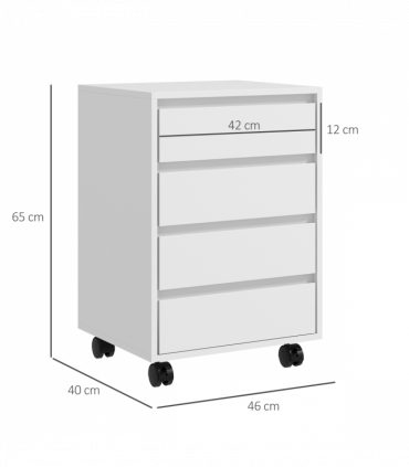 Versatile White Mobile Filing Cabinet with Lockable Wheels & Four Drawers