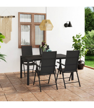 vidaXL 5 Piece Garden Dining Set Black