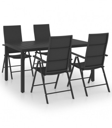 vidaXL 5 Piece Garden Dining Set Black