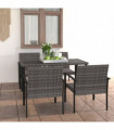 vidaXL 5 Piece Outdoor Dining Set Poly Rattan Grey