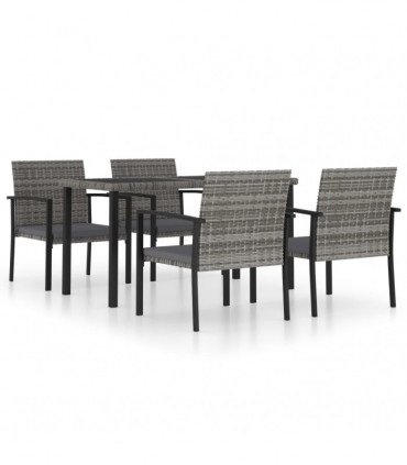 vidaXL 5 Piece Outdoor Dining Set Poly Rattan Grey