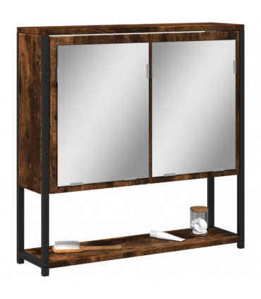vidaXL Bathroom Mirror Cabinet Smoked Oak 60x16x60 cm Engineered Wood