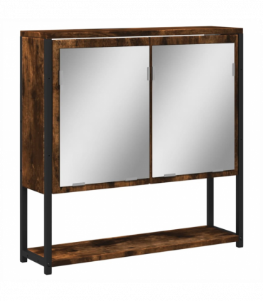 vidaXL Bathroom Mirror Cabinet Smoked Oak 60x16x60 cm Engineered Wood