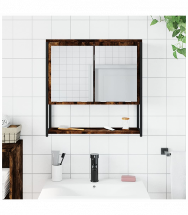 vidaXL Bathroom Mirror Cabinet Smoked Oak 60x16x60 cm Engineered Wood