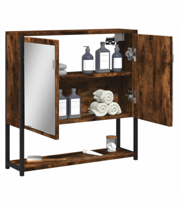 vidaXL Bathroom Mirror Cabinet Smoked Oak 60x16x60 cm Engineered Wood