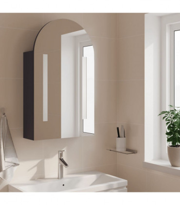 vidaXL Bathroom Mirror Cabinet with LED Light Arched Grey 42x13x70 cm