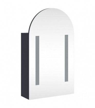 vidaXL Bathroom Mirror Cabinet with LED Light Arched Grey 42x13x70 cm