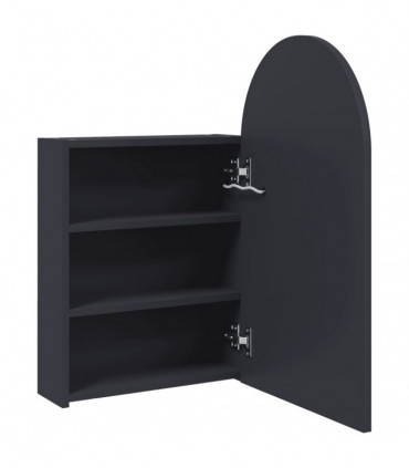 vidaXL Bathroom Mirror Cabinet with LED Light Arched Grey 42x13x70 cm