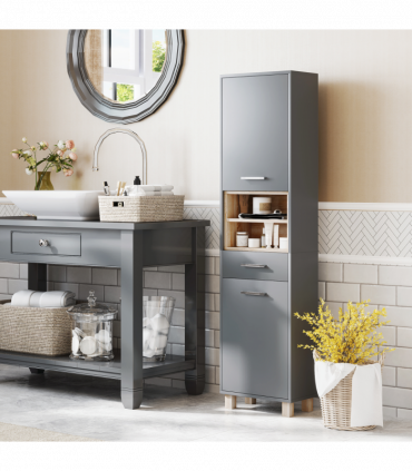 HOMCOM Bathroom Storage Unit with Open Shelves and Drawer