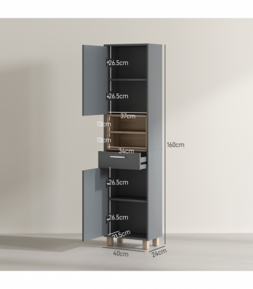 HOMCOM Bathroom Storage Unit with Open Shelves and Drawer