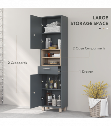 HOMCOM Bathroom Storage Unit with Open Shelves and Drawer
