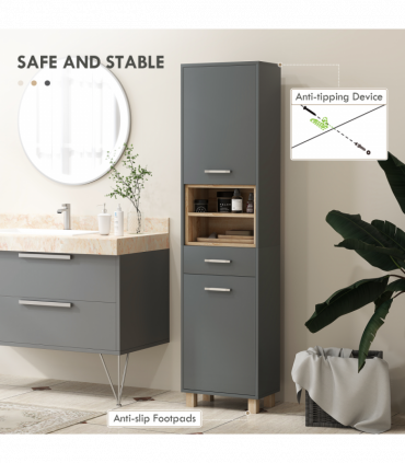 HOMCOM Bathroom Storage Unit with Open Shelves and Drawer