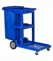 HOMCOM Cleaning Cart On Wheels, Housekeeping Trolley w/ 3 Tier Shelves, Blue
