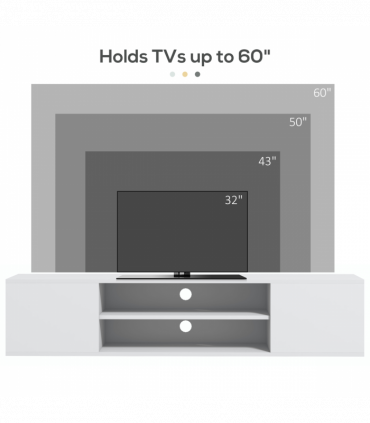 TV Unit White Melamine High Gloss 140L x 30W x 30H cm Shelves Cabinets Storage