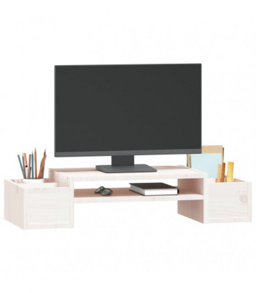 Monitor Stand White 70x27.5x15 cm Solid Wood Pine