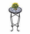 Mosaic Side Table Plant Table Black White