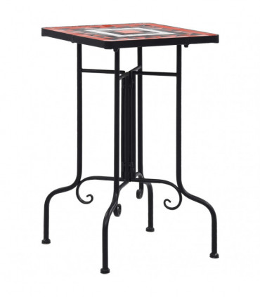 Mosaic Side Table Terracotta and White Ceramic