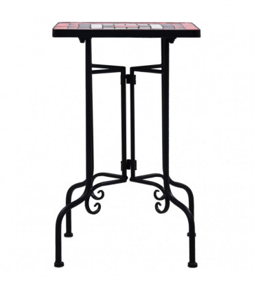 Mosaic Side Table Terracotta and White Ceramic