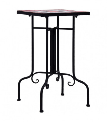 Mosaic Side Table Terracotta and White Ceramic