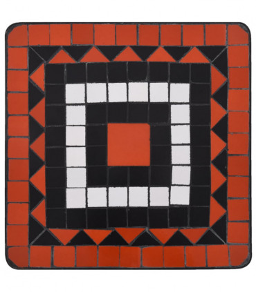 Mosaic Side Table Terracotta and White Ceramic