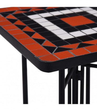 Mosaic Side Table Terracotta and White Ceramic