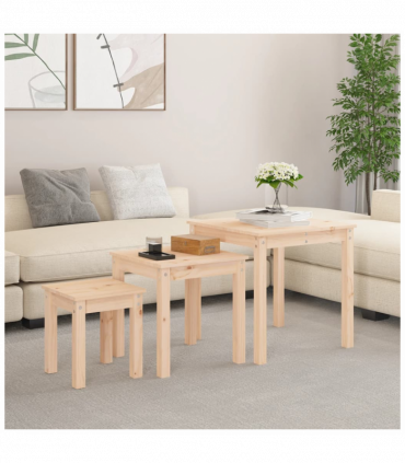 Nesting Tables 3 pcs Solid Wood Pine