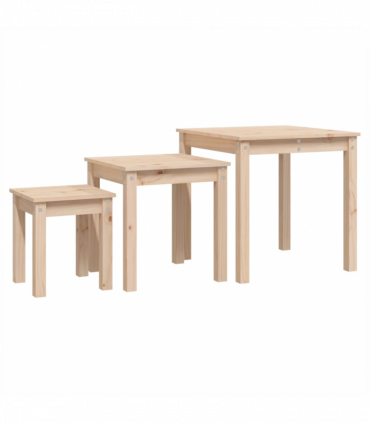 Nesting Tables 3 pcs Solid Wood Pine