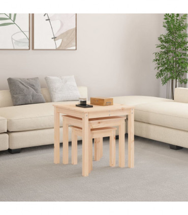 Nesting Tables 3 pcs Solid Wood Pine