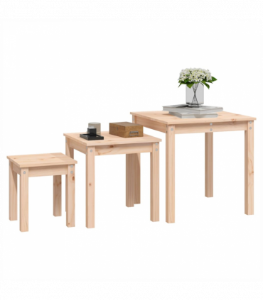 Nesting Tables 3 pcs Solid Wood Pine