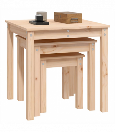 Nesting Tables 3 pcs Solid Wood Pine