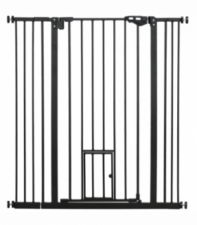 PawHut Extra Tall Dog Gate with Cat Door Auto Close for Stairs 74-101 cm Wide