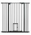 PawHut Extra Tall Dog Gate with Cat Door Auto Close for Stairs 74-101 cm Wide