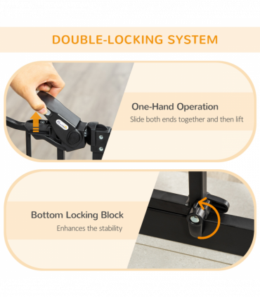 PawHut Extra Tall Dog Gate with Cat Door Auto Close for Stairs 74-101 cm Wide