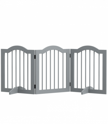 PawHut Freestanding Pet Gate Barrier 3 Pannel w/ Support Feet Light Grey