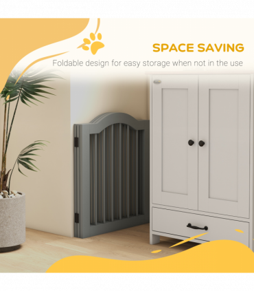 PawHut Freestanding Pet Gate Barrier 3 Pannel w/ Support Feet Light Grey