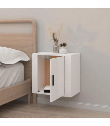 Wall-mounted Bedside Cabinet High Gloss White 50x30x47 cm
