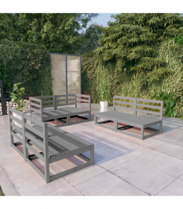 vidaXL 6 Piece Garden Lounge Set Grey Solid Pinewood